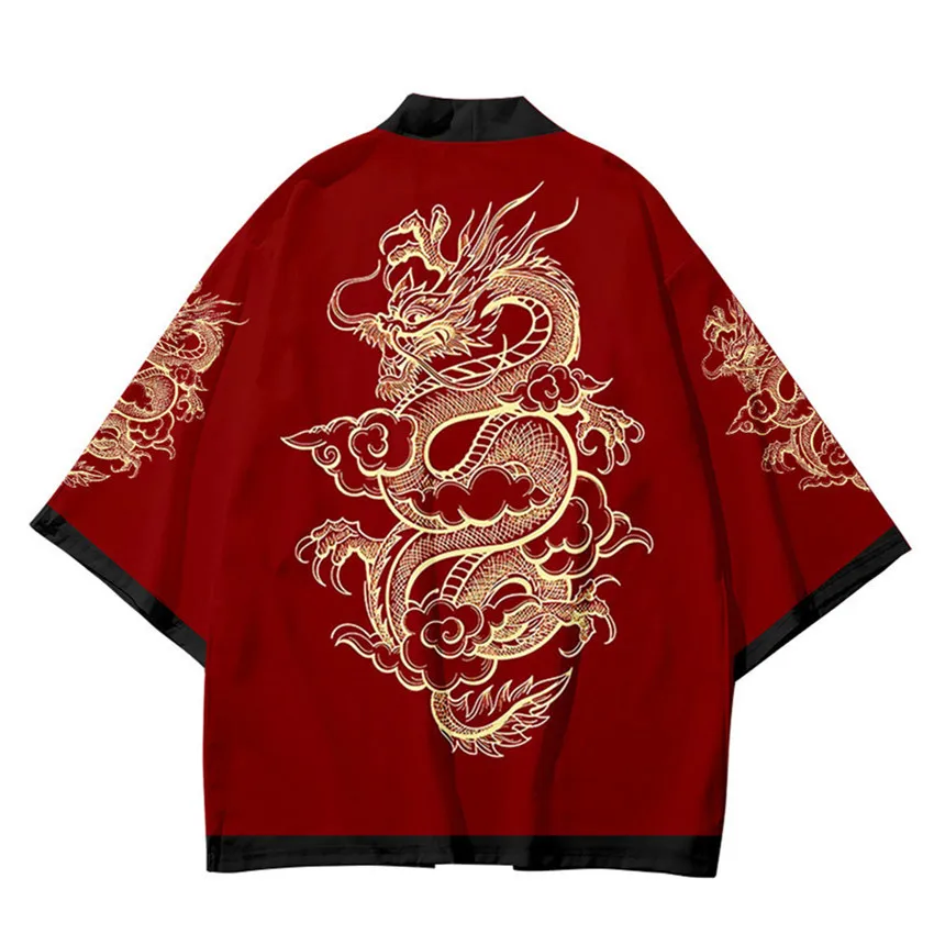 3 To 14 Years Kids Japanese Kimono Boys Girls Dragon Haori Cardigan
