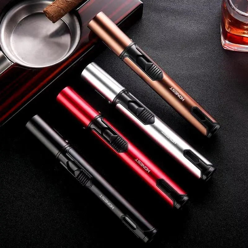 

Cigars Lighters Welding Torch Butane Gas Inflation Lighter Jet Gun Smoking Accessories Windproof Igniter Gadgets Gifts For Men