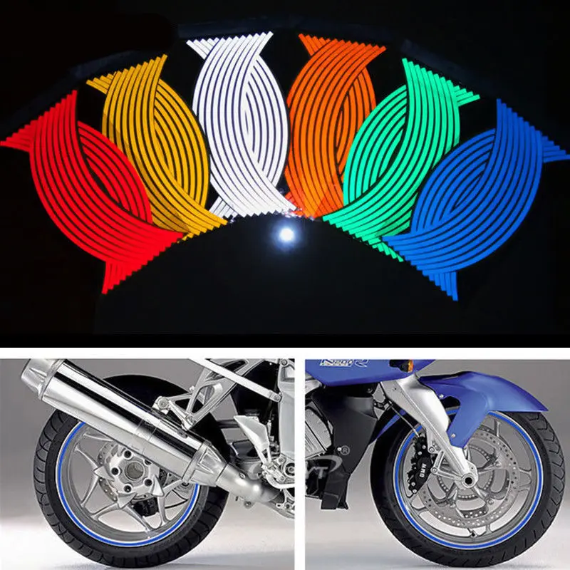 Wheel Stickers Reflective Rim Stripe Tape Bike Motorcycle For Ktm 1190 Adventure Suzuki Gsr 600 Honda Hornet Crf 250F 16 pcs 17 18 inch wheel sticker motorcycle reflective decals rim tape strip for suzuki bandit 650s gsf1200 1500 650 gsr 600 750