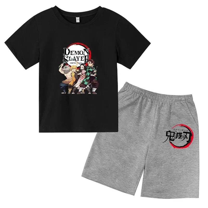thumbnail image 1 of 2024 Verano Demon Slayer Camiseta estampada para niños 2 piezas Traje para niños y niñas Ropa de manga corta Top informal Conjunto de moda de anime, 1 of 5