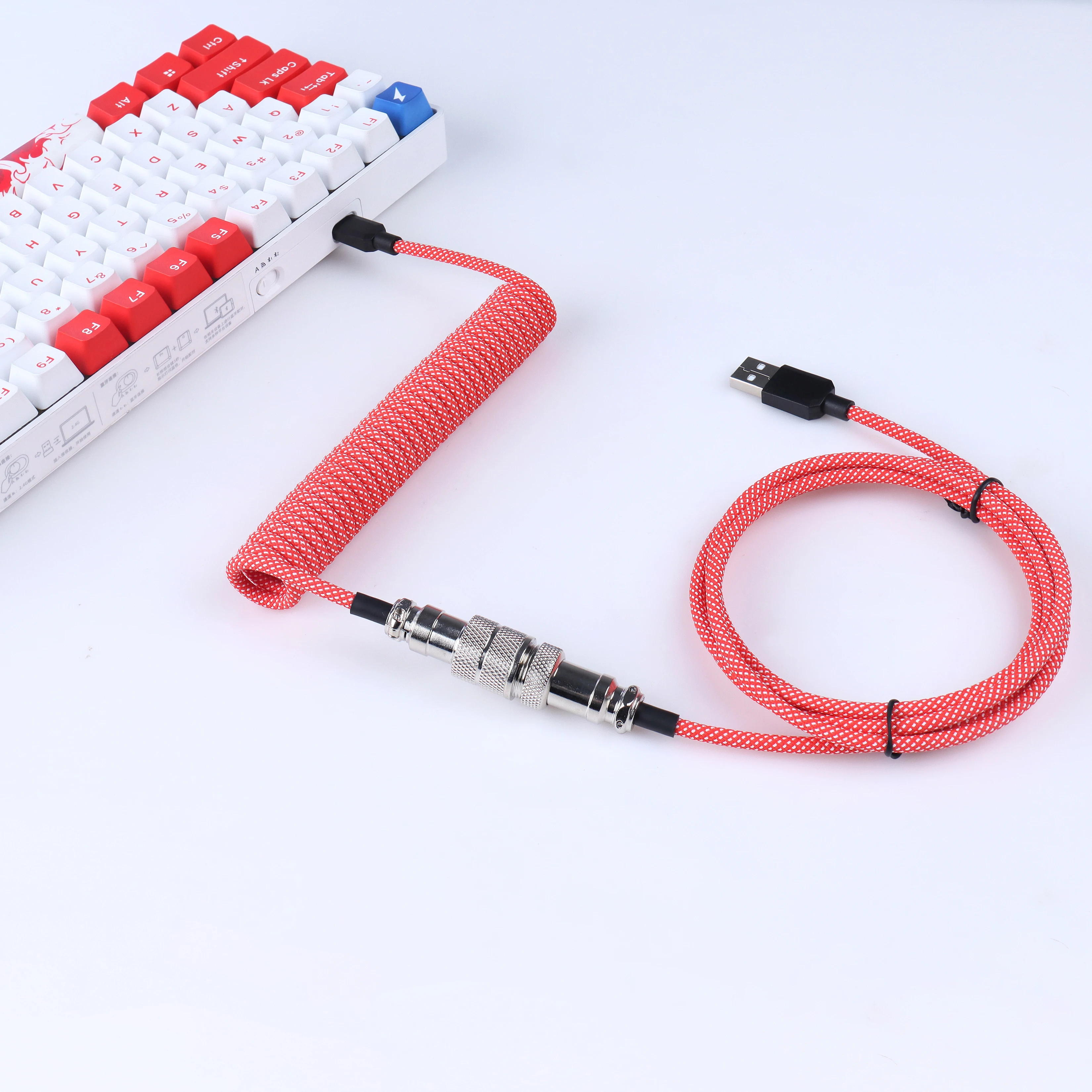 Cabo Coil, Aviator Connector, Teclado enrolado, Aviação Cabo GX16, Mais novo