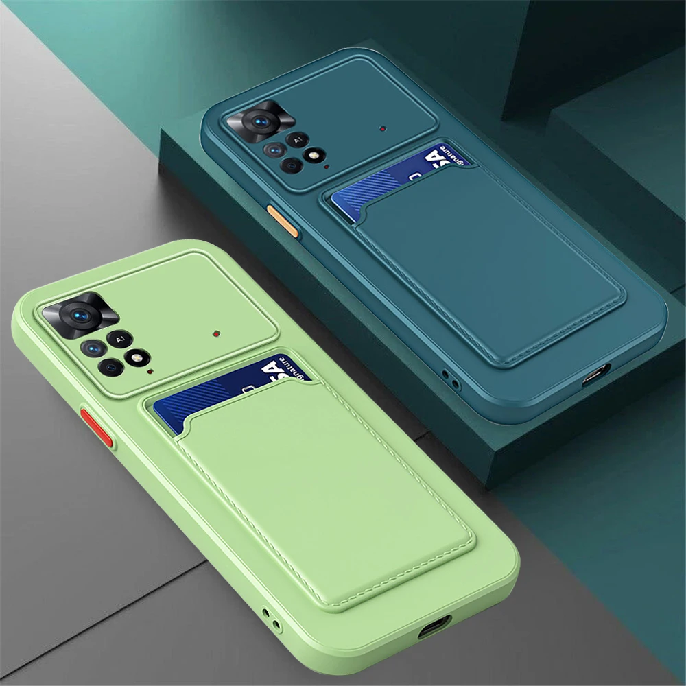 Card Slot Tas Houder Telefoon Case Voor Xiaomi Poco M4 X5 Pro 5G F3 F4 Schokbestendig Siliconen Cover voor Poco X3 NFC X4 X5 Pro_voghion.com