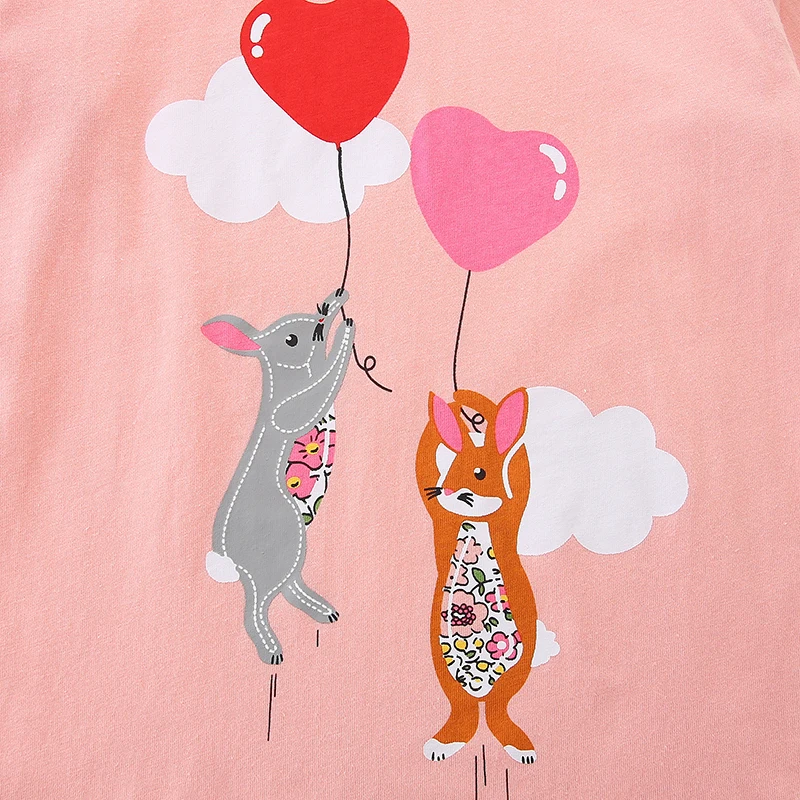 Baby Girls Children's Clothing 2025 Autumn Cartoon Mouse Balloon Long Sleeves T-shirt Cotton Tops Kids Clothes