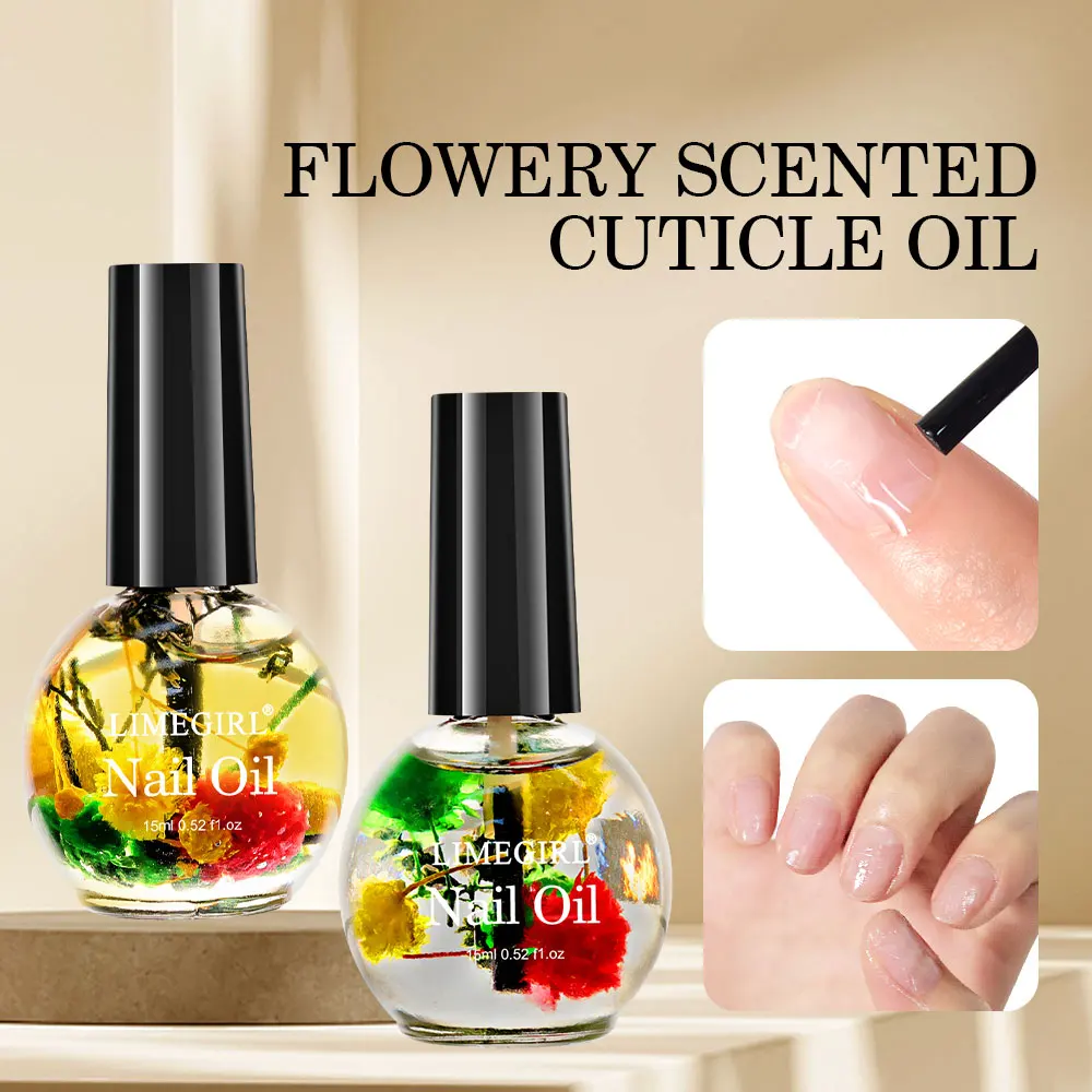 

15ML Dried Flower Cuticle Nutrient Oil Nourish Repair Damaged Nails Nail Care Oil Treatment Moisturizes Strengthen Bright Nails