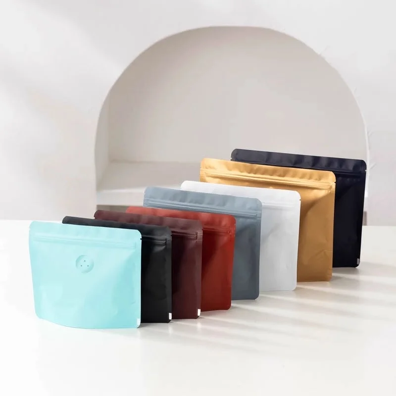 StoBag 50pcs 커피 콩 가방 포장/밸브 없음 알루미늄 호일 지퍼 열 씰링 너트 파우더 보관 재사용 가능한 주머니