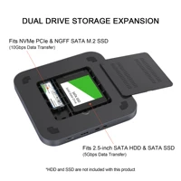 Qwiizlab USB C Hub for Mac Mini with Dual Drive Enclosure SATA NVMe M.2 SSD 10Gbps SD Card Reader Docking Staion HDMI DP (Gray) 2