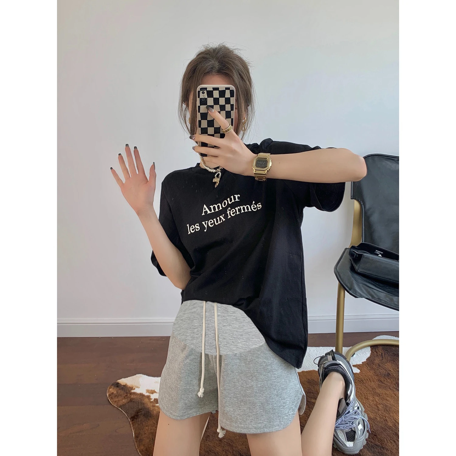임산부용 드로스트링 허리 반바지, 주머니가 있는 얇은 짧은 임신 스웻팬츠, 캐주얼 느슨한 임산부 바지, 여름