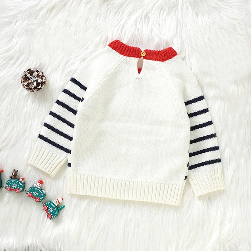 Infant Toddler Baby Boy Girl Knit Sweater Blouse Pullover Santa Clause Sweatshirt Warm Crewneck Long Sleeve Tops Christmas