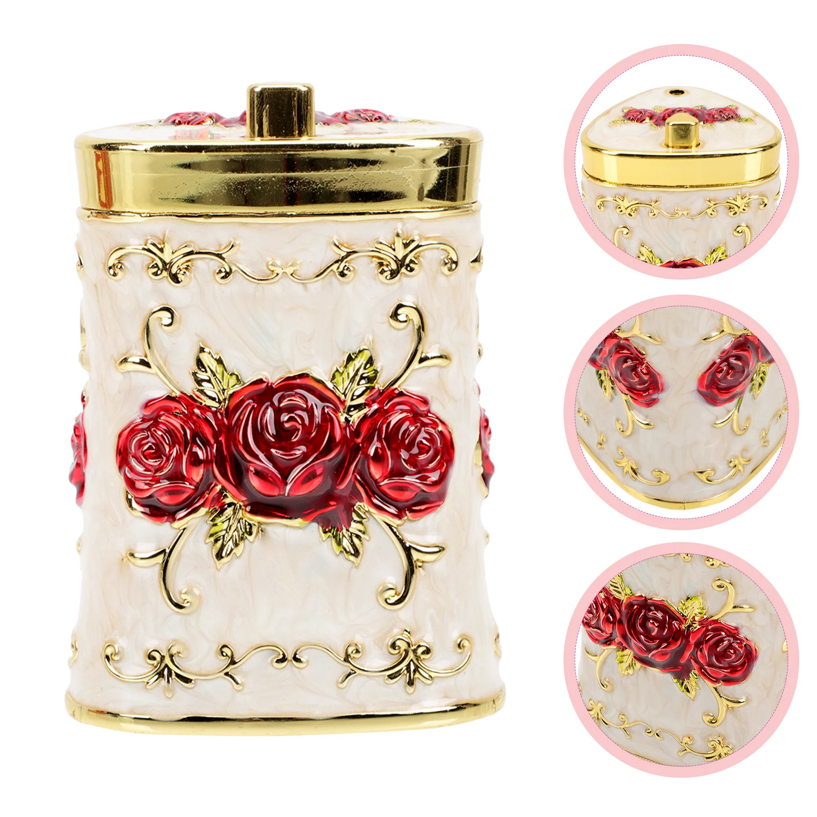 European Toothpick Holder Toothpicks Dispenser Flower Design Jar Container Retro Automatic Restaurant Home Kitchen Plastic