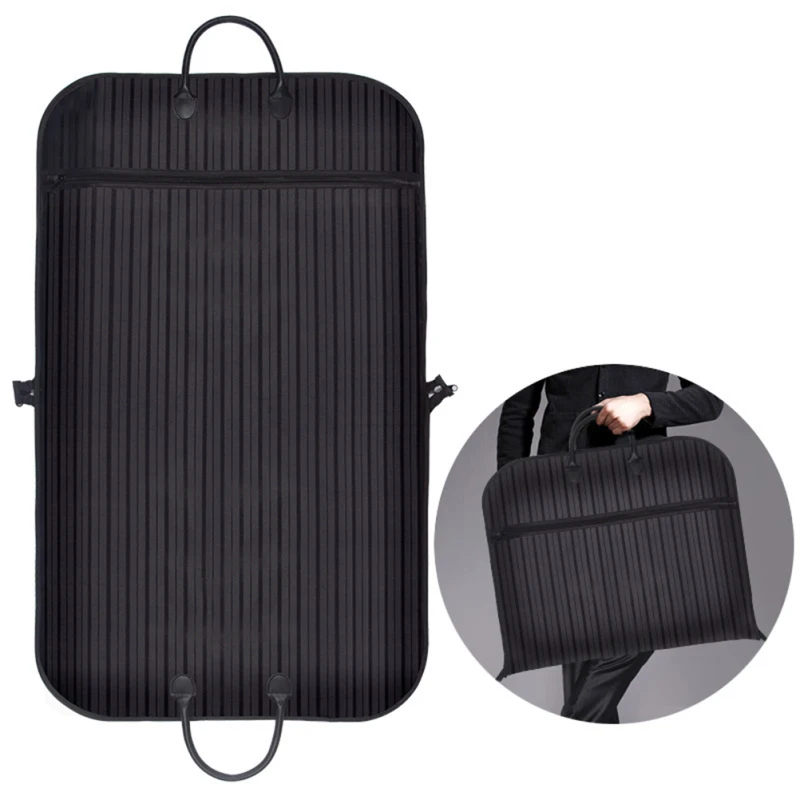 Description Picture 3 of itemOxford Cloth Suit Dust Cover Striped Suit Coat Bag Clothing Storage Bag Breathable Garment Suit Cover Clothes Dress Carrier Bag