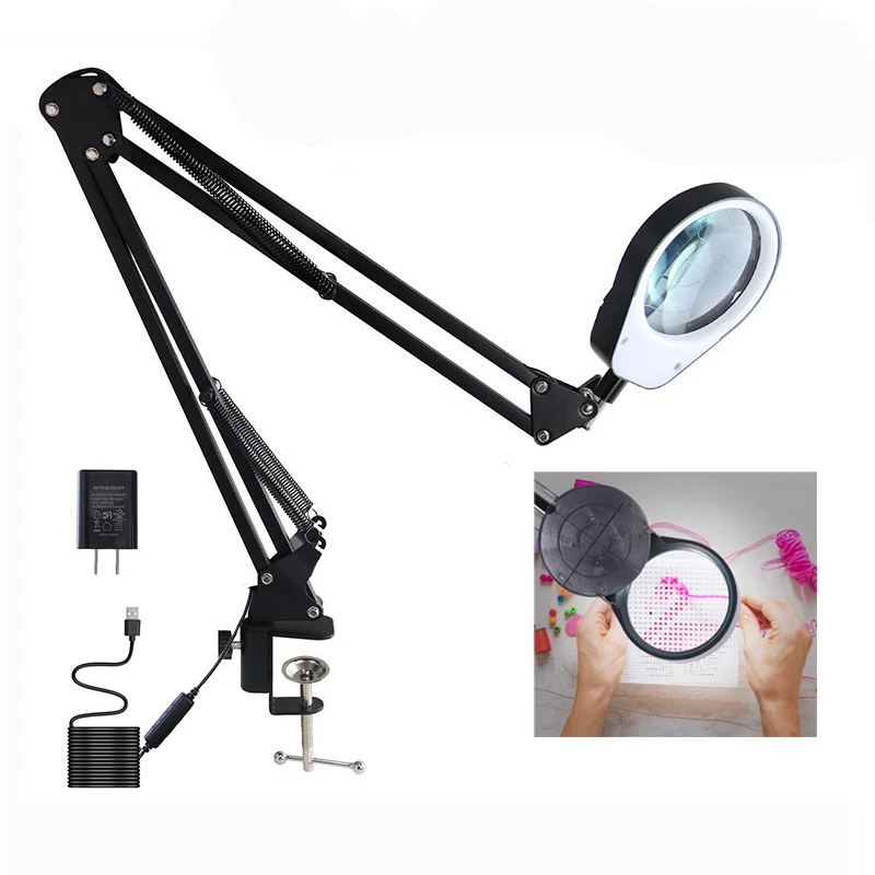 Lampada Con Lente D'Ingrandimento 10X LED - Luce Dimmerabile 5 Colori, Per Lettura, Cucito, Hobby - Foto 11