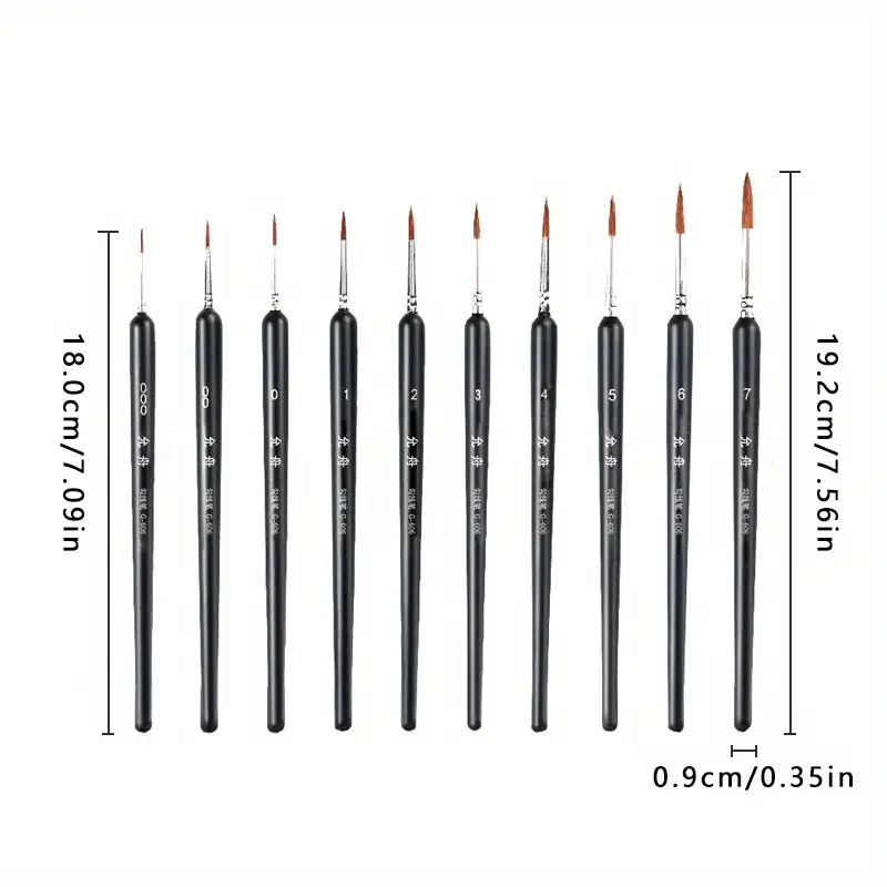 11Pcs/Set Hook Line Pen For Watercolor Oil Painting Extra Fine Soft Wolf Hair Hand Brush Gouache Acrylic Nail Art  Drawing 2