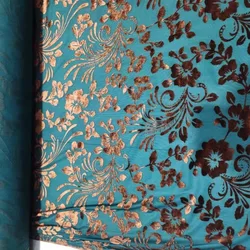 Emerald Stretchy Brocade Jacquard Velvet Floral Upholstery Fabric for DIY Clothing and Sewing Projects (Green)