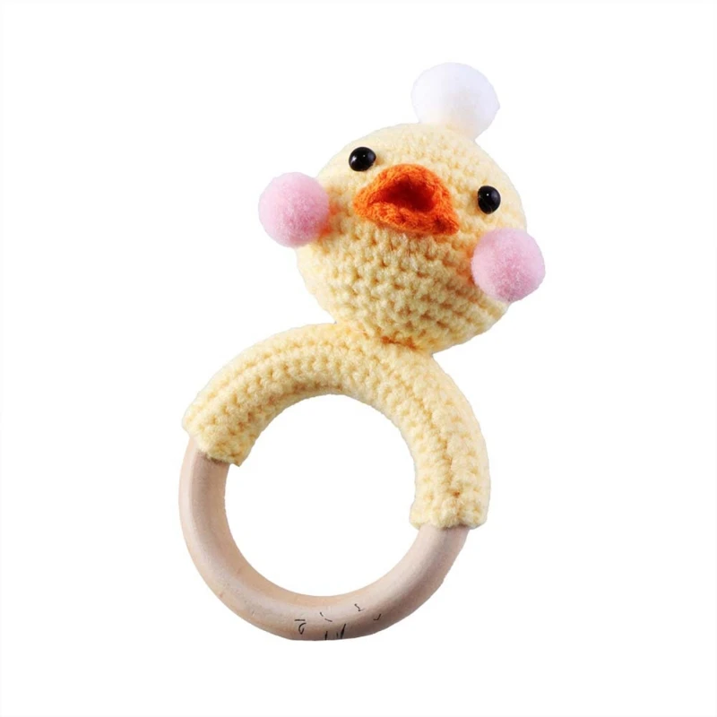

Handmade BPA Chewing Teething Crochet Animal Rattle Knitted Hand 1560