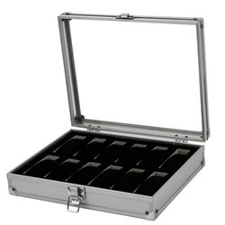 Elegant Aluminum Watch Storage Box with 12 Slots and Suede Interior (12 GRIDS)