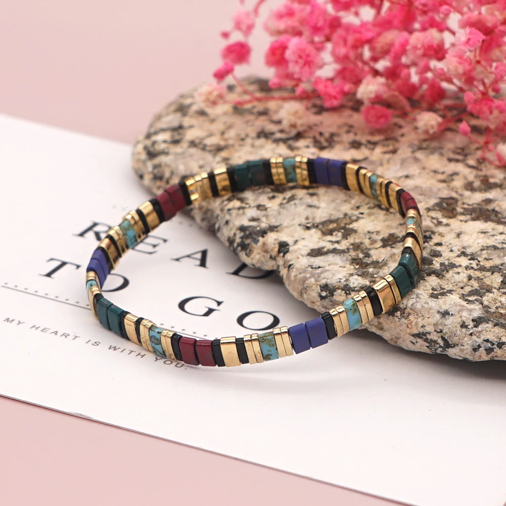 

Free Shipping Polished Stone Wrap Bracelet Men Vintage Charm Bracelets for Women Jewelry Accessories