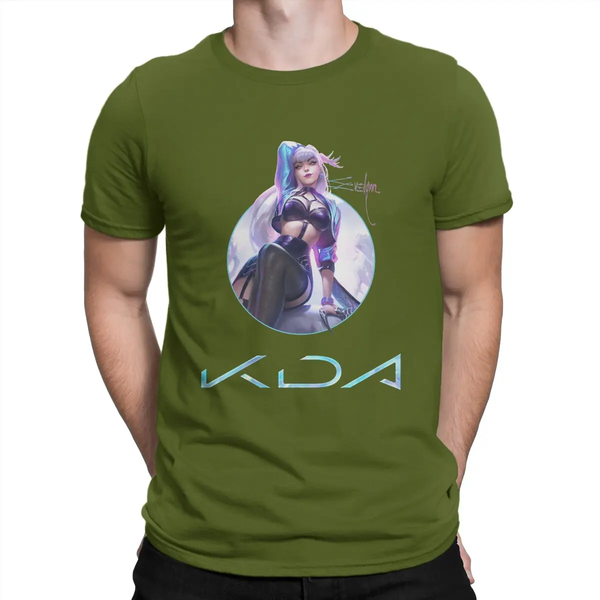 thumbnail image 1 of Camiseta Evelynn All Out para hombre, estilo Arcane League of Legends, LOL Game, de algodón vintage, cuello redondo, manga corta, 1 of 7