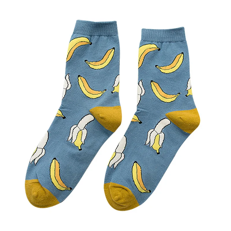 Hot Sale Colorful Women\'s Cotton Crew Socks Funny Banana peach watermelon fruit Pattern Creative Ladies Novelty Sock For Gifts