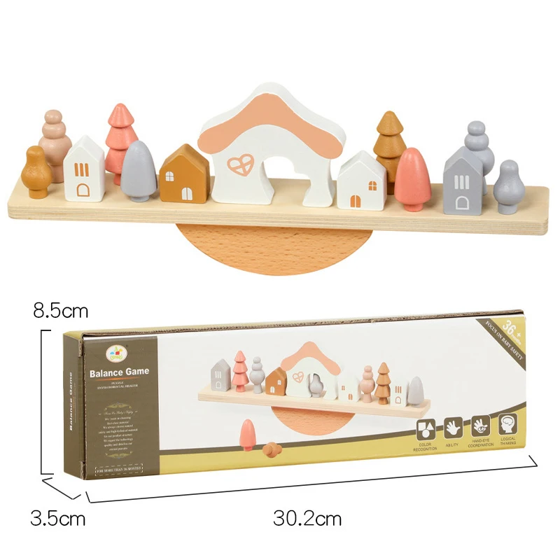 Montessori Wooden Tree Toys Animal Balance Stacking Building Block  Game Early Childhood Education Creative Game for Toddler 1-3