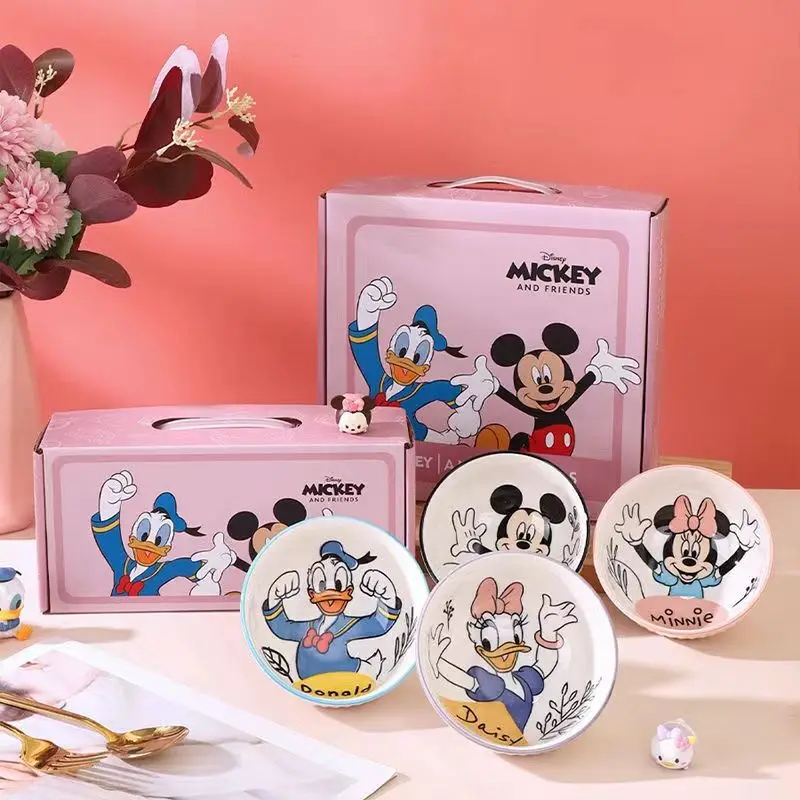 

Disney Donald Duck Ceramic Bowl Mickey and Minnie Cartoon Children's Tableware 4.5 Inches Fruit Salad Dessert Bowl Kitchen Tools