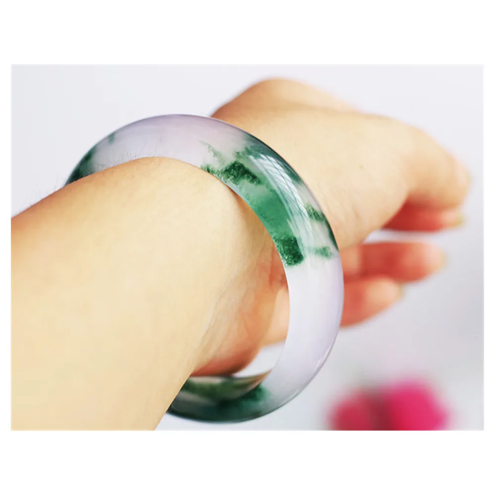High Quality Natural Ice Green Floating Flower Jade Stone Bracelet Perfect Accessories Exquisite Bangle Lucky Jewellery