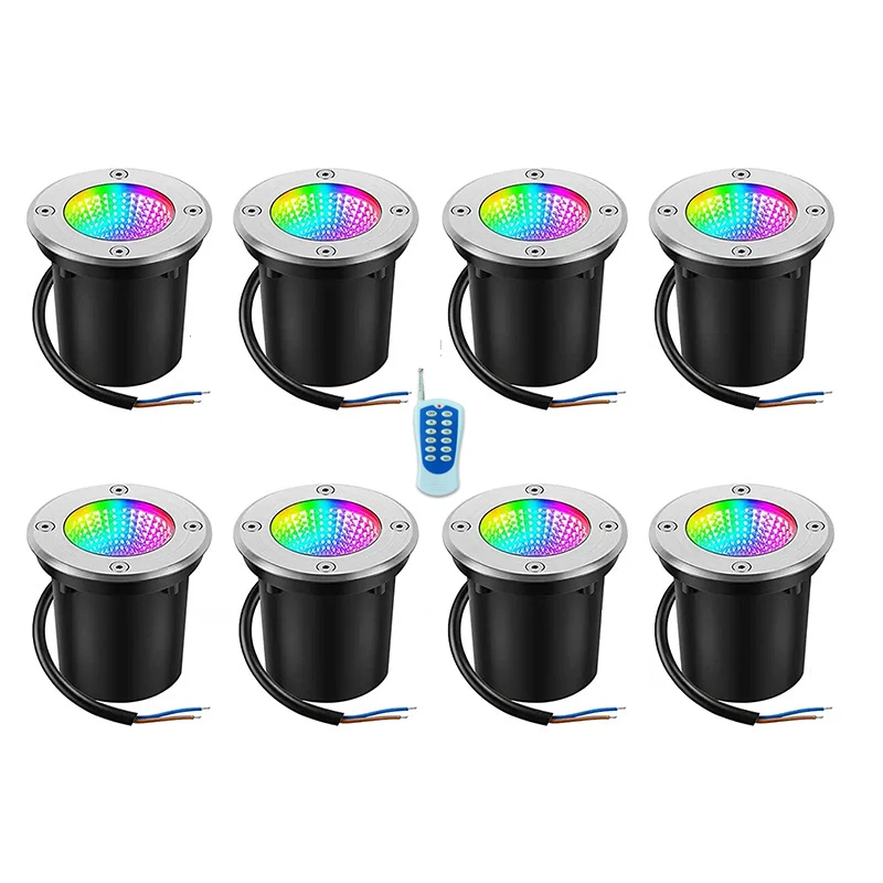 IP67 Waterproof LED RGB 7 Colors Garden Underground Lamps 10W 15W Outdoor Buried Garden Path Spot Recessed Lighting With Remote