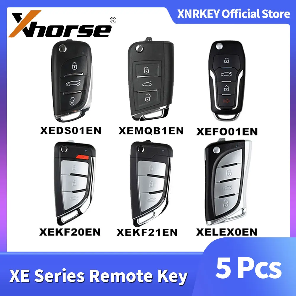 

5 Piece XHORSE XEMQB1EN XEDS01EN XEFO01EN XEKF20EN XEKF21EN XELEX0EN English Version XE Series Remote Key with Super Chip