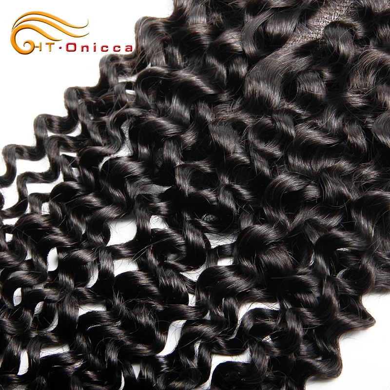 Chiusura riccia crespa 4X4 Chiusura in pizzo Solo capelli umani Remy brasiliani al 100% da orecchio a orecchio 13x4 Chiusura frontale in pizzo Colore naturale - immagine 5