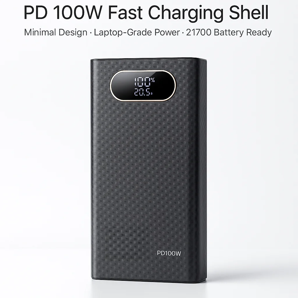 100W PD 고속 충전 쉘, 6×21700 배터리 DIY 케이스, 겨울 내구성이 뛰어난 대용량 야외 전원