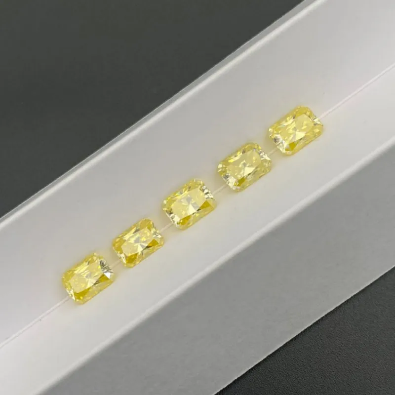 Loose Lemon Color Radiant Cut  synthetic Moissanite Stone with GRA Certificate  for Women Jewelry Ring Earrings Making  1~5CT