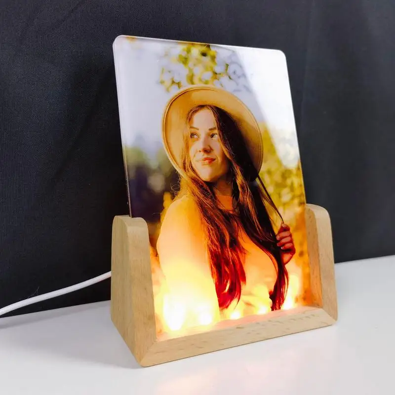 Sublimation Night Lights Blanks Sublimation Photo Blanks LED Acrylic Light Base Heat Transfer Acrylic Photo Frame for Bedroom