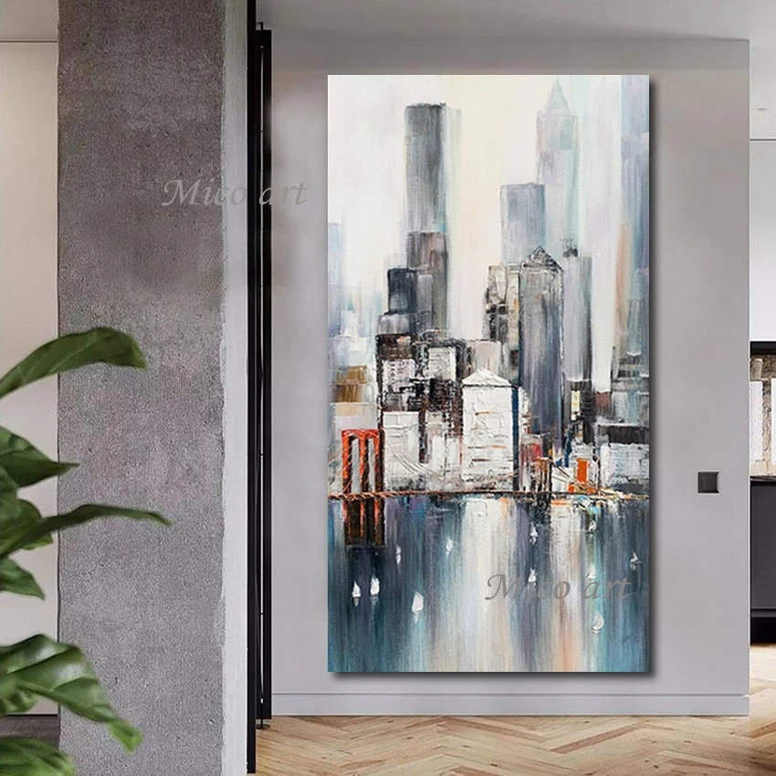 

Simple Scenery Paintings 3d Modern Building Abstract Art Crafts Canvas Wall Picture Unframed European Style Decoration Artwork