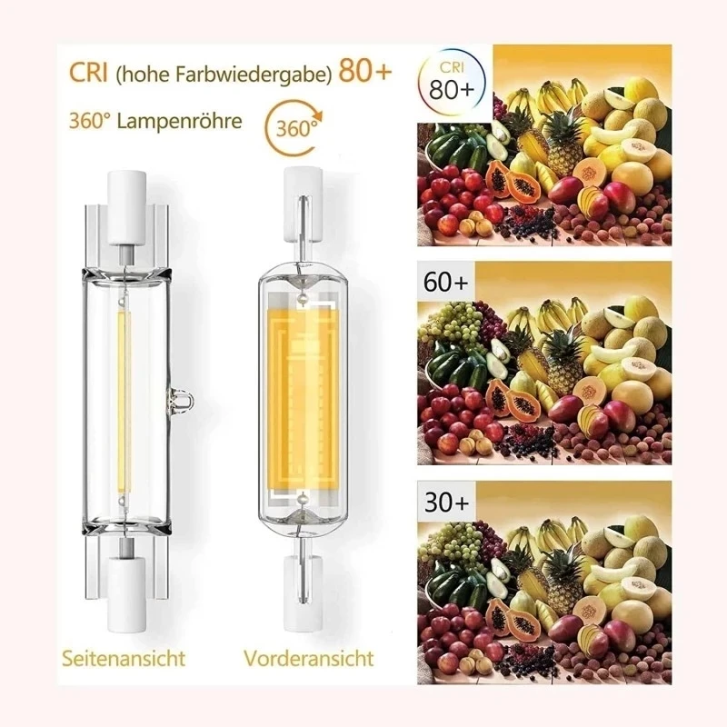 LED R7s COB Glass Tube High Power 118mm J118 78mm J78 COB Light Bulb AC1110V 120V 130V 220V 230V 240V Home Replace Halogen Lamp
