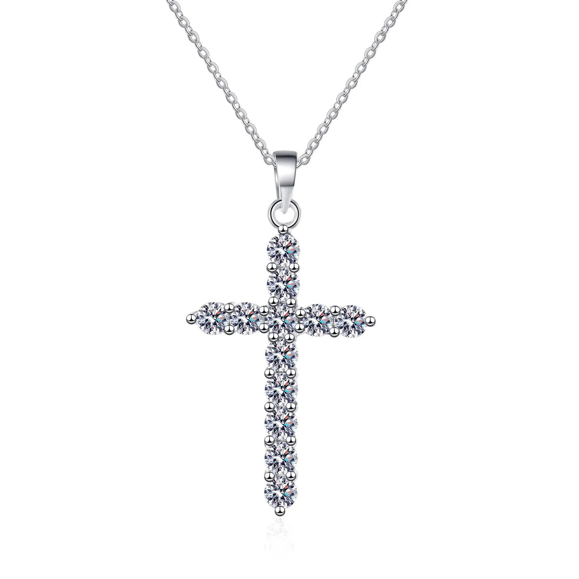 Luxury Platinum Pt950 Necklace Women's Pendant 0.36/0.72/1.2/3.6CT Moissanite Diamond Cross Choker Clavicle Chain Fine Jewelry