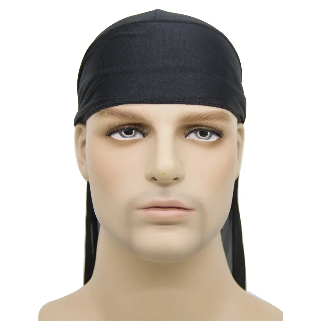 Unisex Silky Durags Bandanas Turban Hat Wigs Doo Men Satin Durag Biker Headwear Headband Hair Accessories Extra Long Tail Du-Rag 3