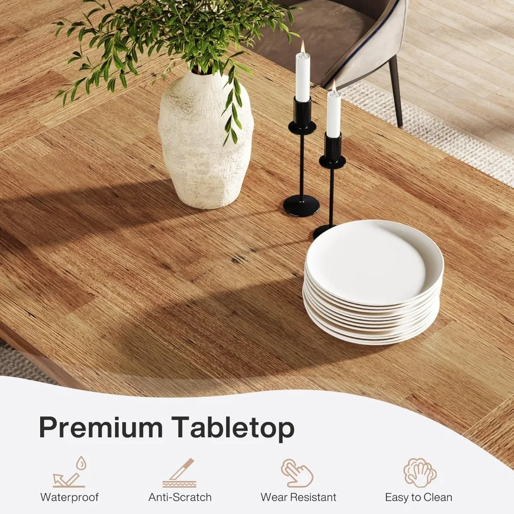 70.87-Inch Dining Room Table: Wood Large Dining Table for 6-8 People, Rectangular Farmhouse Kitchen Table with Solid 5