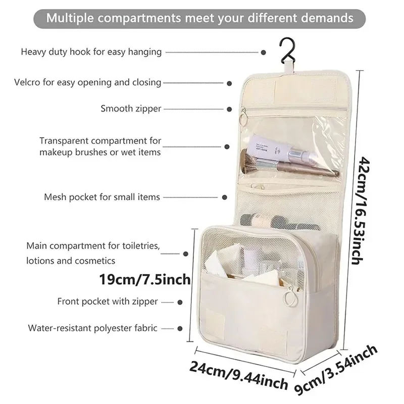 Borsa da Viaggio per Trucchi, Astuccio Portaoggetti per Articoli da Toeletta ad Alta Capacità, Organizer da Viaggio per Make-up, Borsa Beauty Impermeabile, Borsa da Bagno - immagine 3