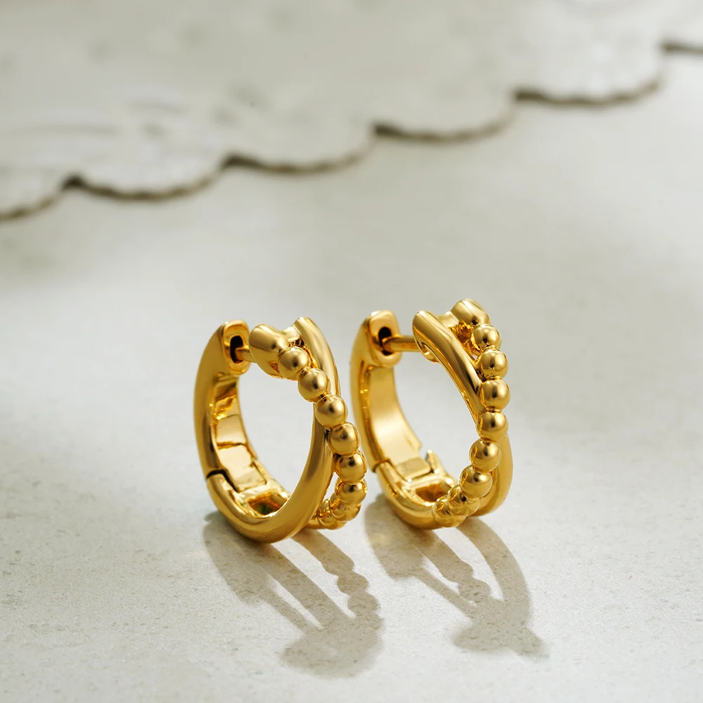 Stainless Steel Ball Mini Circle Criss-cross Hoop Earrings for Women Anti Allergic Metal Geometric Small Ear Bone Huggie Jewelry