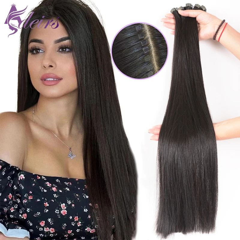 ADEIRS Mini Tape in Hair Extensions Human Hair 100% Real Natural Hair Tape Ins Invisible soft Black Brown 613 color Remy Hair