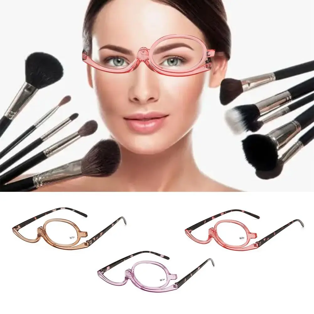 Magnifying Rotating makeup glasses Flip Down Lenses Colourful Frame Cosmetic Glasses +1.0~+4.0 Diopter Vision Care