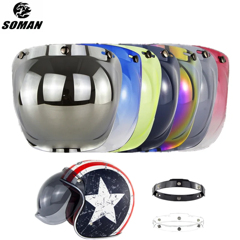 Open Face Helmet Visor Motorcycle Helmets Bubble Visors Flip Up