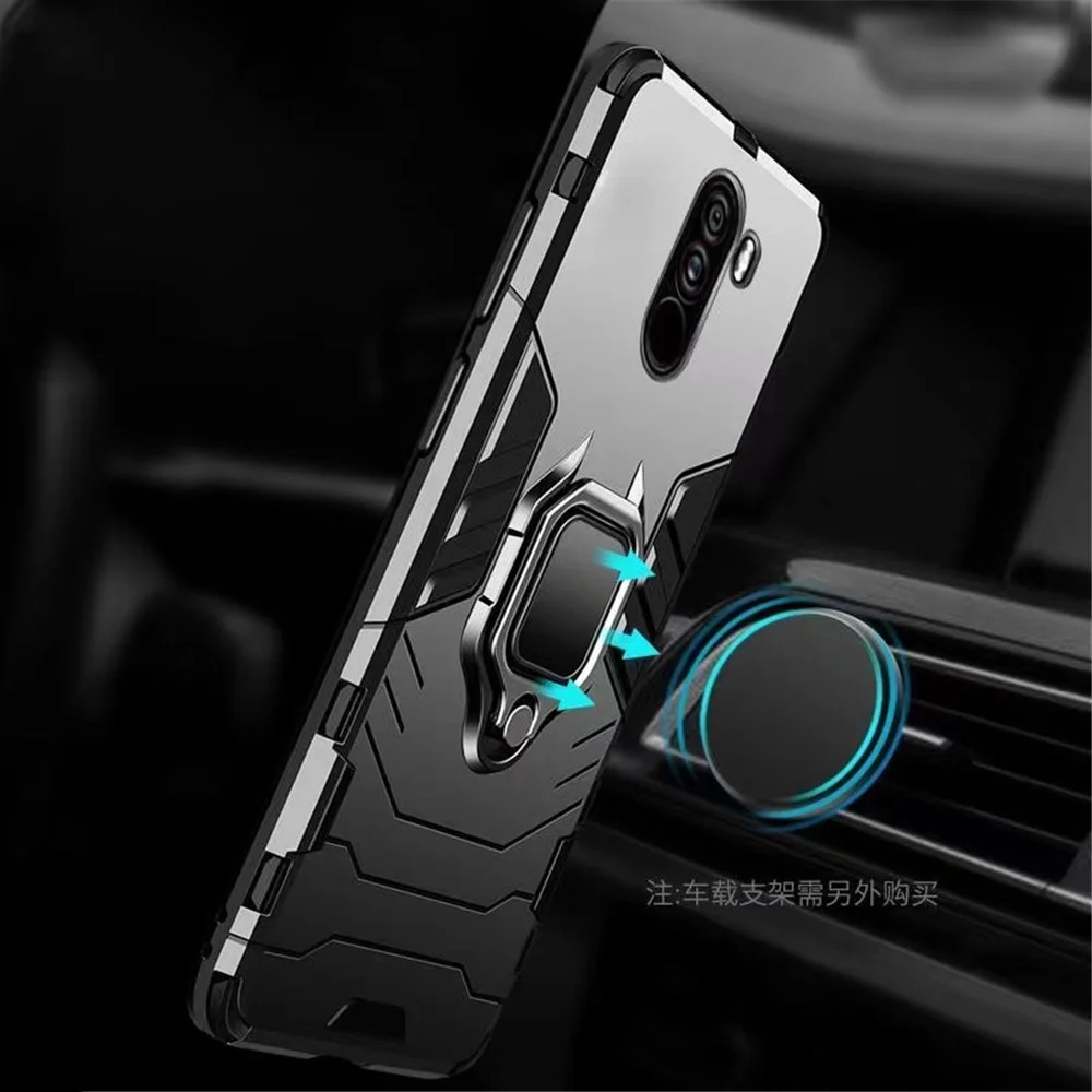 Xiaomi Pocophone F1 Armor Per Xiaomi Poco F1 Custodia Antiurto Pc + Tpu Cover Posteriore Protettiva Per Custodia Poco F1 Anello Magnetico