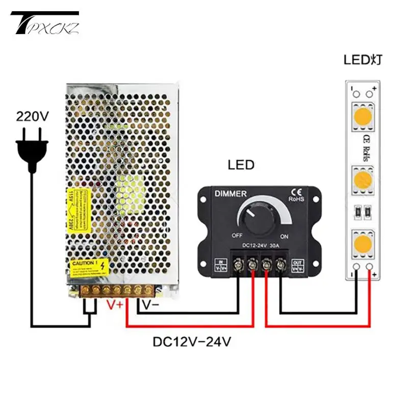 Dimmer A Led Dimmer Dc 12V 24V Led Dimmer Switch 30A 360W Regolatore Di Tensione Regolatore Regolabile Per Lampada A Striscia Led