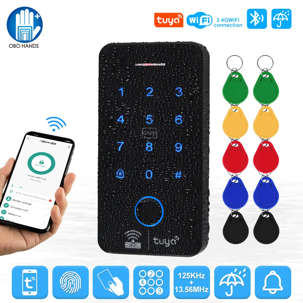 Fingerprint Access Control Keypad Waterproof Bluetooth Wifi Tuya RFID Keyboard Touch Keypad System WG26 Smart APP Remote Door Opener fingerprint door opener fingerprint access control keypad access control keypad