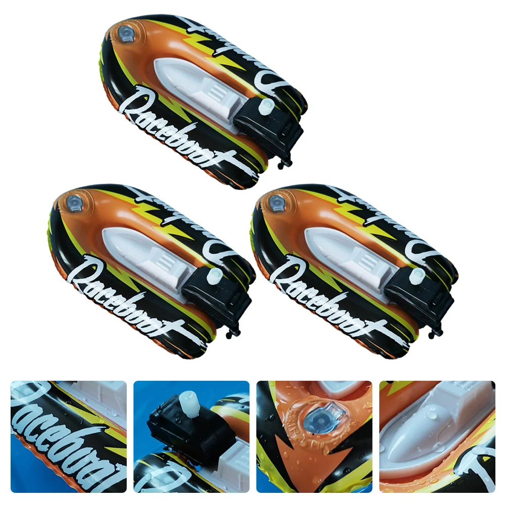 

3 Pcs Kids Bath Toy Baby Bathtub Inflatable Boat Toys Clockwork Speedboat Infant Wind