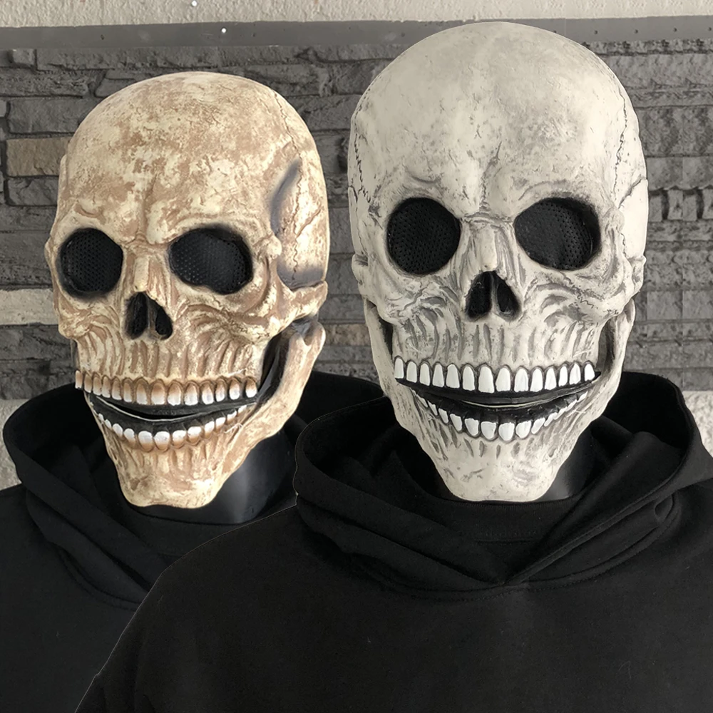 thumbnail image 2 of AUSTUFF Halloween Skull Mask,Scary Full Head Horror Mask With Movable Jaw, Scary Realistic Latex Helmet Cosplay Party Props 2 of 10