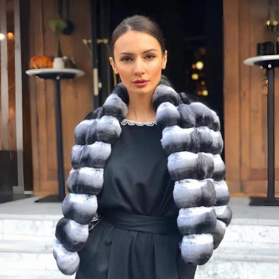 Real Rex Rabbit Fur Coat Women Winter Genuine Fur Best Selling