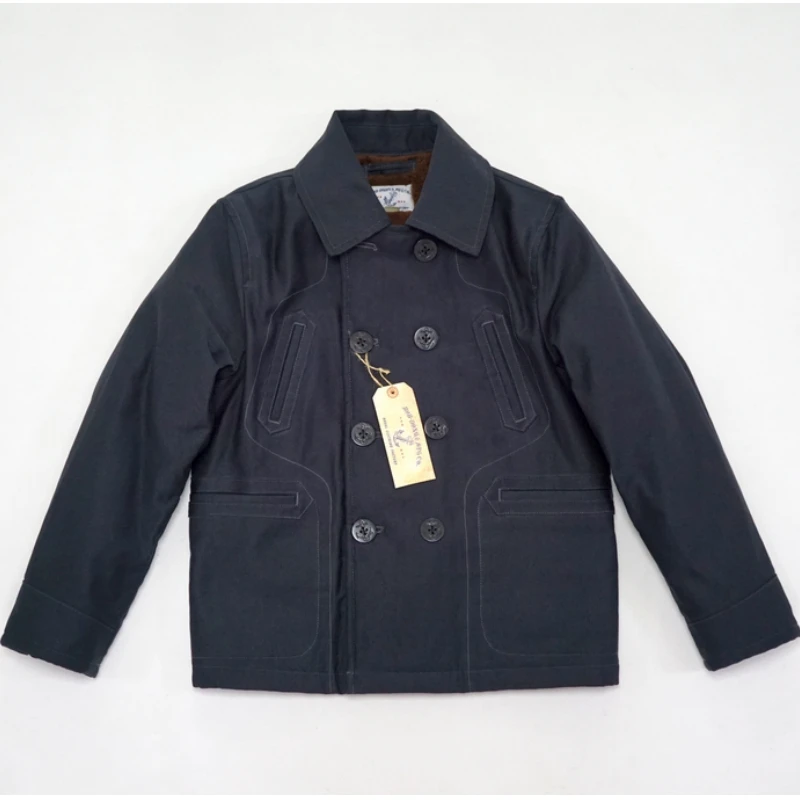 

BOB DONG Vintage Military 740 Double Breasted Pea Coat Winter Fleece Lined Deck Jacket Amekaji Men's Pea Coat