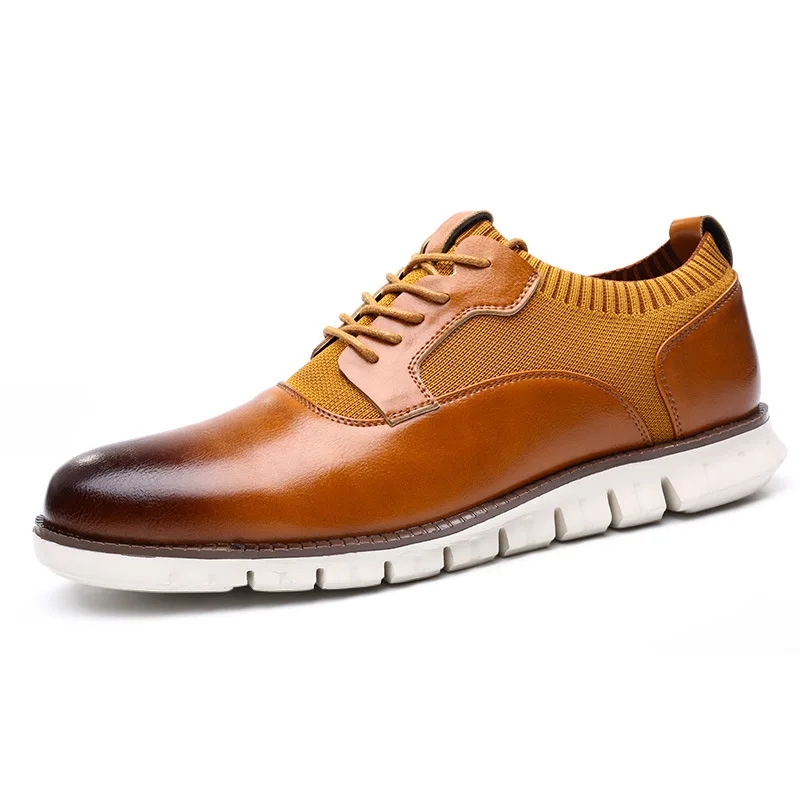 Mens Brogue Shoes Mens Dress Shoes Men Dress Shoes Carved Falt Casual Shoes Man Leather Soft Bottom Lace Up Male Borgue Nonslip Outdoor Light Chaussure Homme