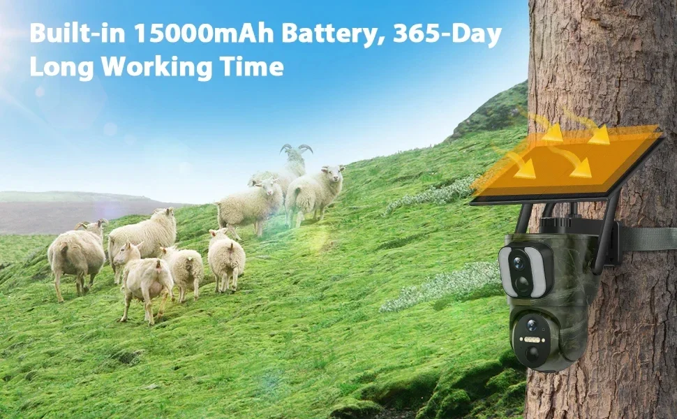 LS VISION 8MP Dual Screen Solar Security Camera 4K 4G/WiF Solar Monitor Camera P